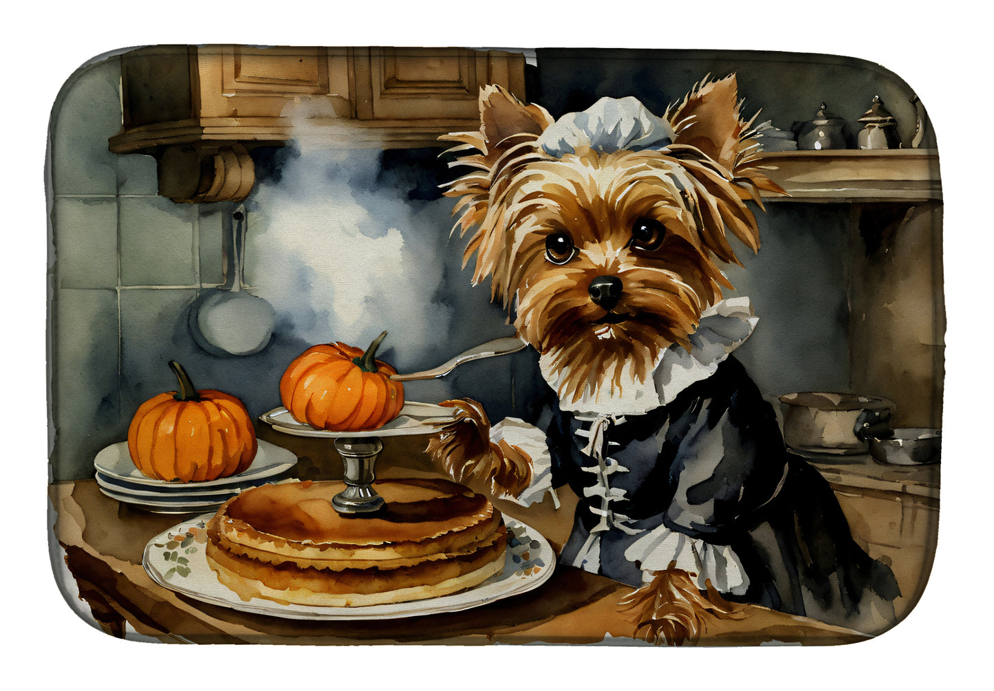 Buy this Yorkie Fall Kitchen Pumpkins Dish Drying Mat