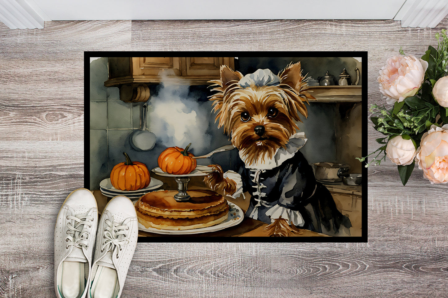 Yorkie Fall Kitchen Pumpkins Doormat