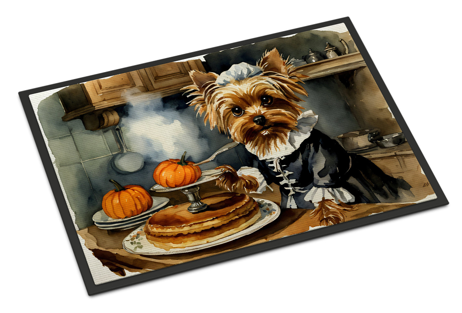 Buy this Yorkie Fall Kitchen Pumpkins Doormat