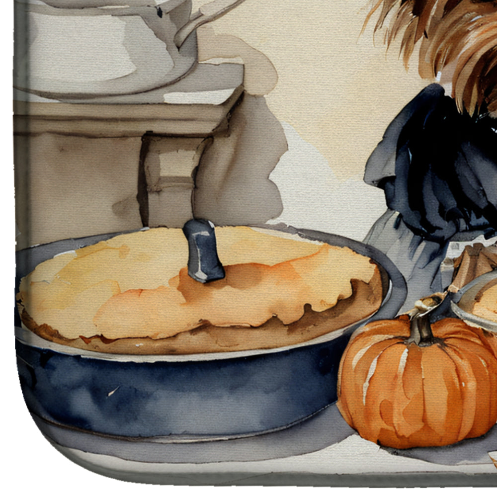 Yorkie Fall Kitchen Pumpkins Dish Drying Mat