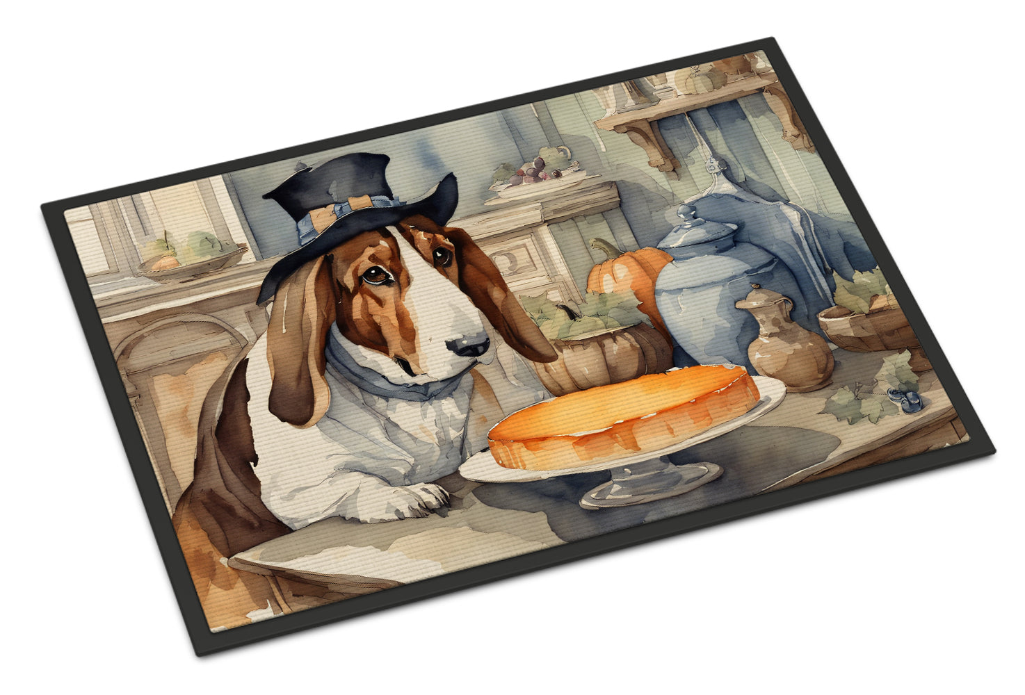 Buy this Basset Hound Fall Kitchen Pumpkins Doormat