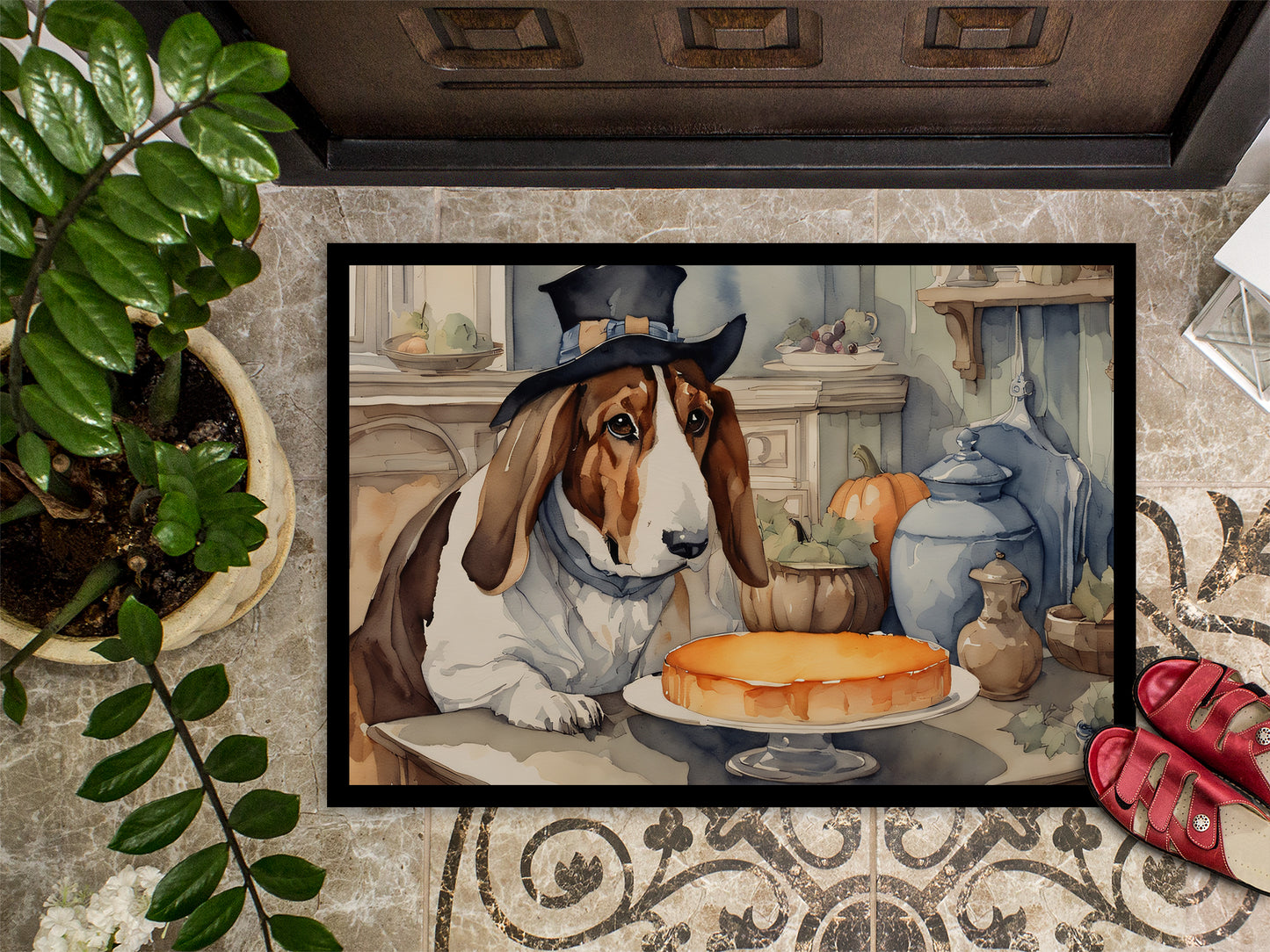 Basset Hound Fall Kitchen Pumpkins Doormat