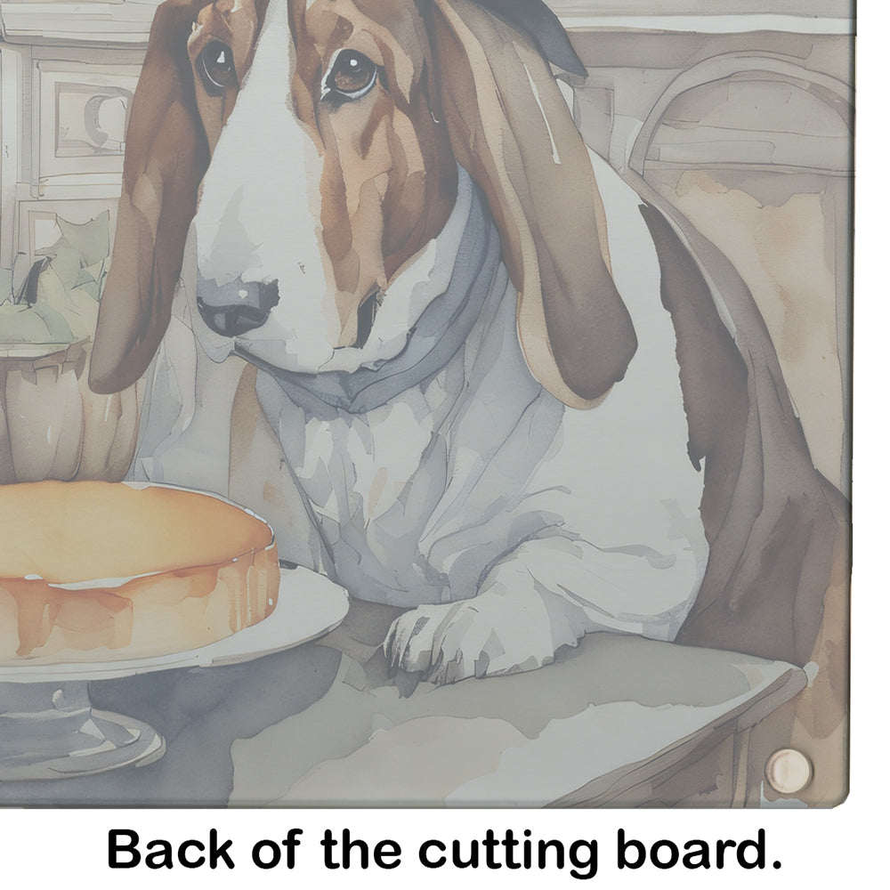 Basset Hound Fall Kitchen Pumpkins Glass Cutting Board