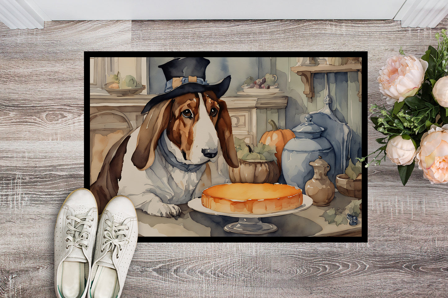 Basset Hound Fall Kitchen Pumpkins Doormat