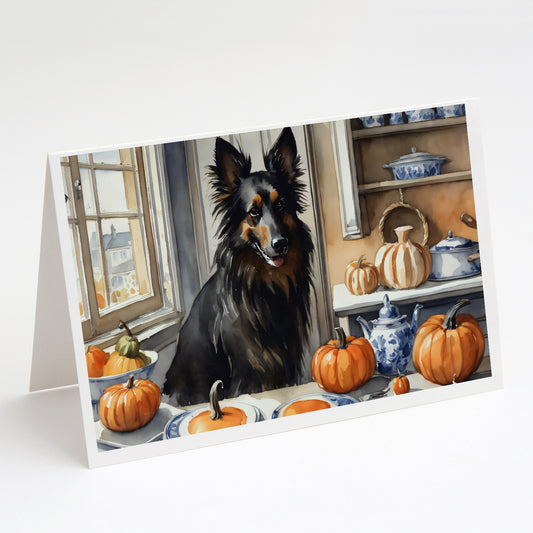 Buy this Belgian Sheepdog Fall Kitchen Pumpkins Greeting Cards Pack of 8