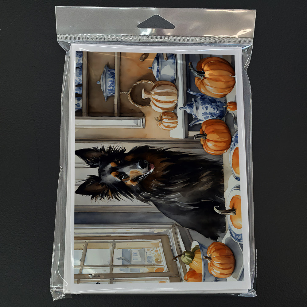 Belgian Sheepdog Fall Kitchen Pumpkins Greeting Cards Pack of 8