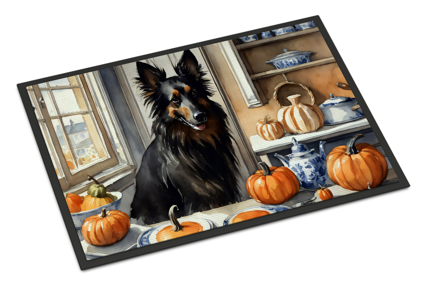 Buy this Belgian Sheepdog Fall Kitchen Pumpkins Doormat