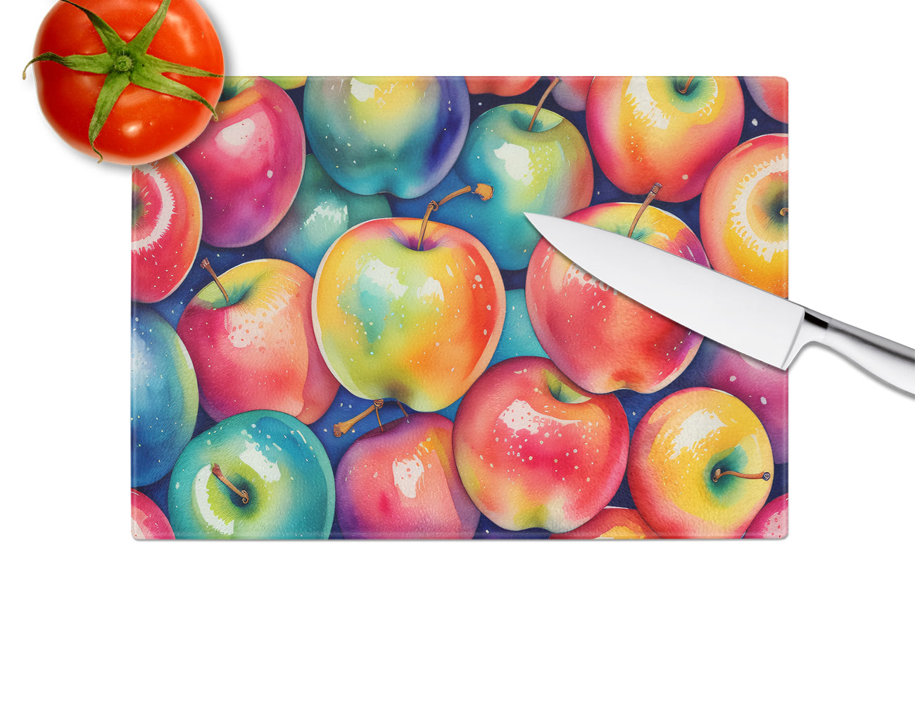 Colorful Apples Glass Cutting Board