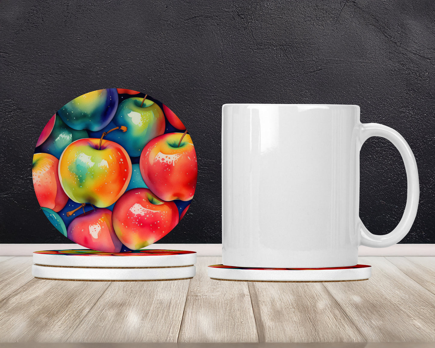 Colorful Apples Large Sandstone Coasters Pack of 4
