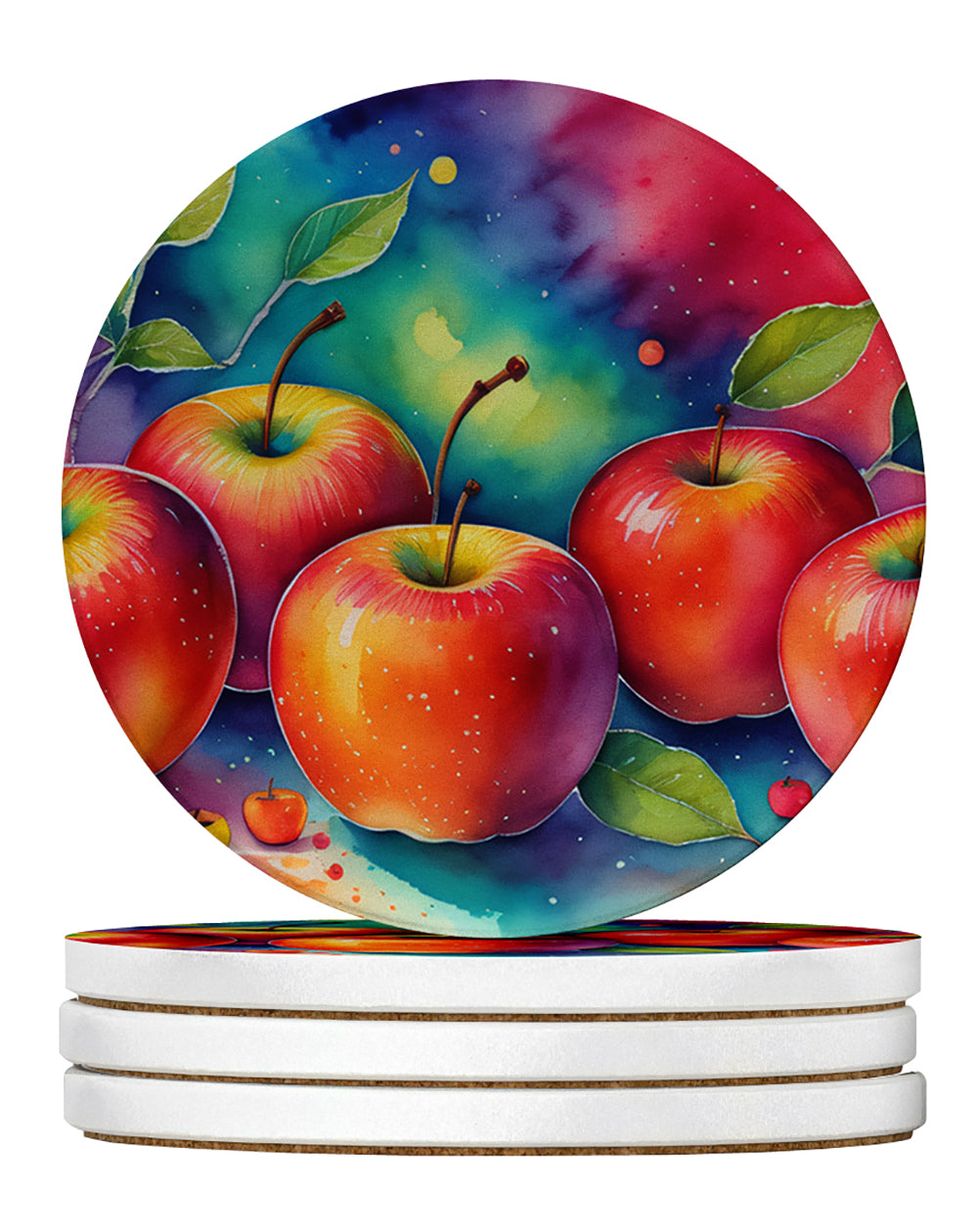 Buy this Colorful Apples Large Sandstone Coasters Pack of 4