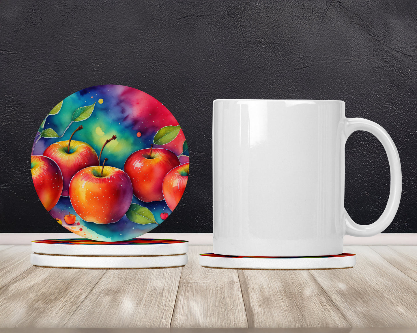 Colorful Apples Large Sandstone Coasters Pack of 4