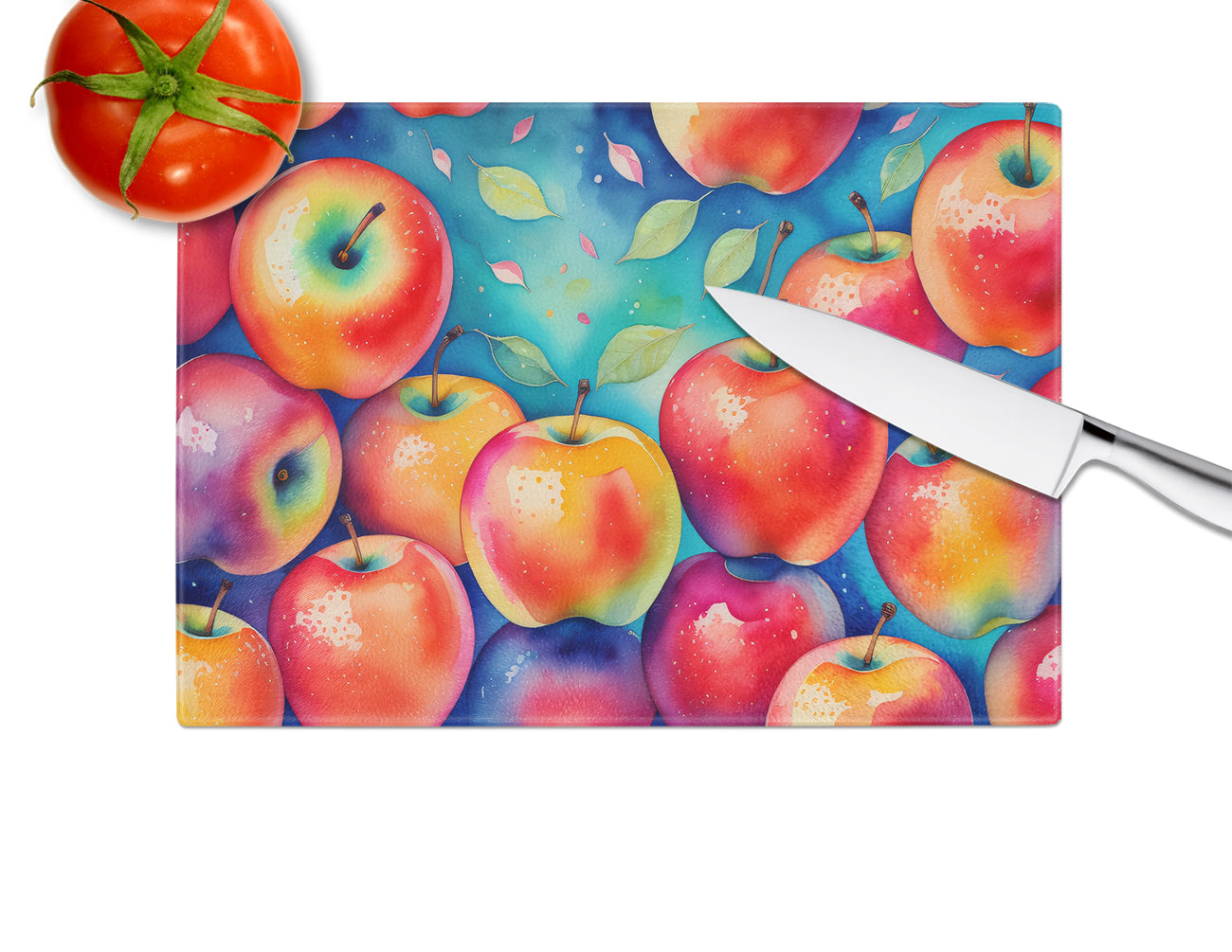 Colorful Apples Glass Cutting Board