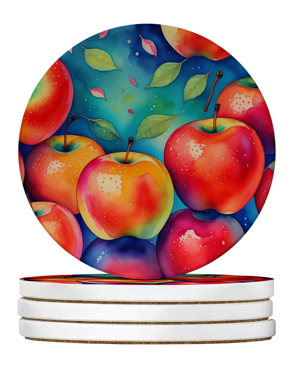 Buy this Colorful Apples Large Sandstone Coasters Pack of 4
