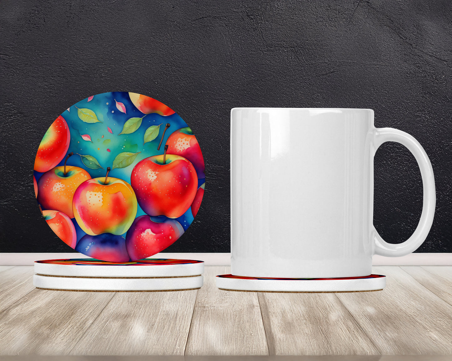 Colorful Apples Large Sandstone Coasters Pack of 4