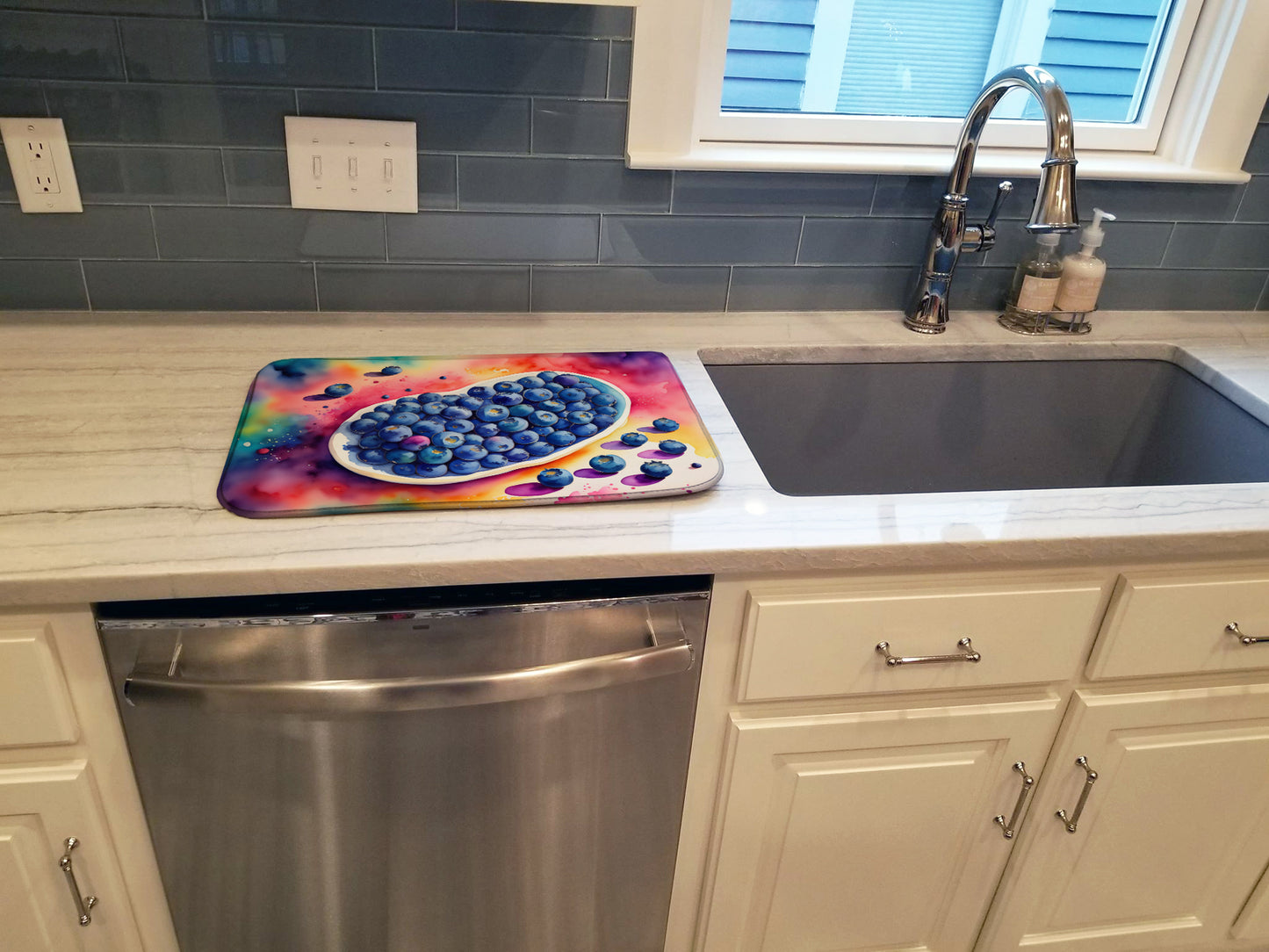 Colorful Blueberries Dish Drying Mat