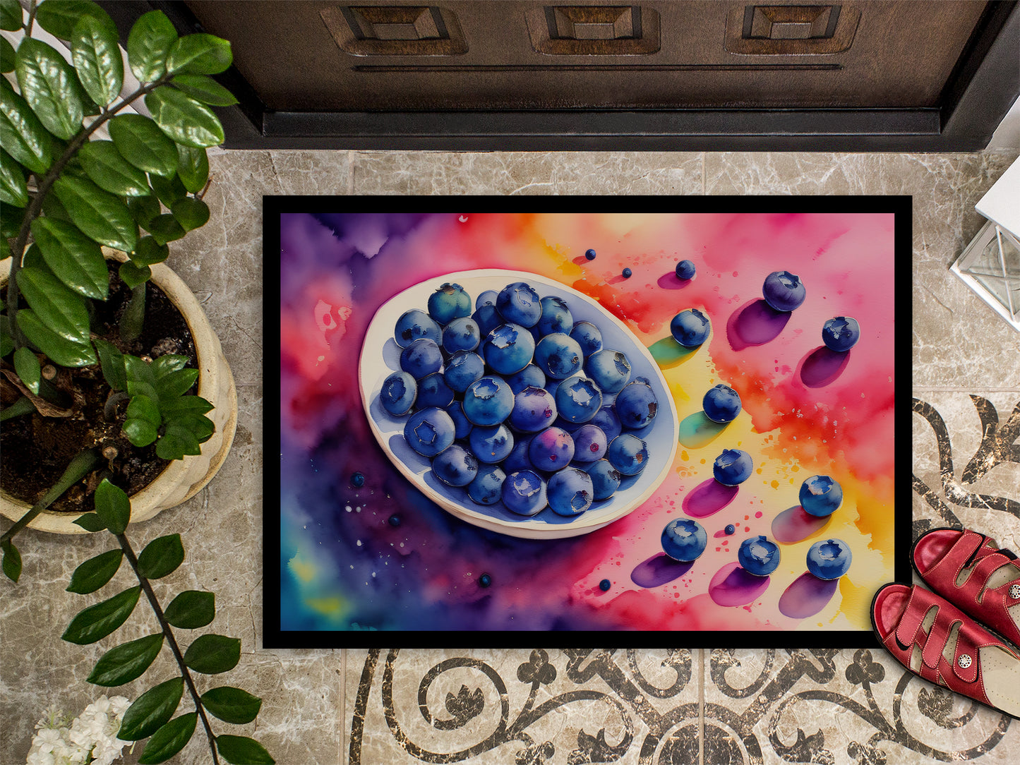 Colorful Blueberries Doormat