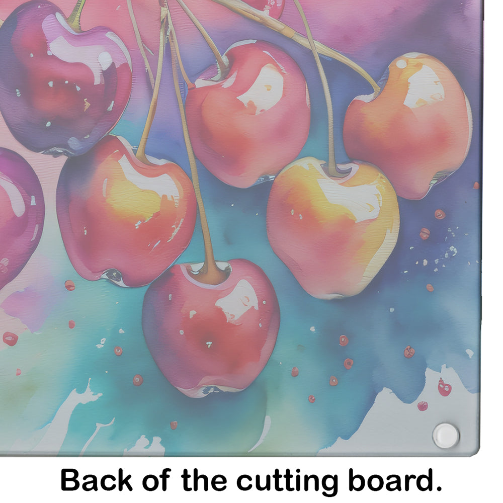 Colorful Cherries Glass Cutting Board