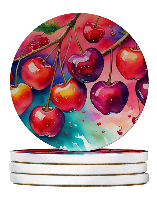 Buy this Colorful Cherries Large Sandstone Coasters Pack of 4