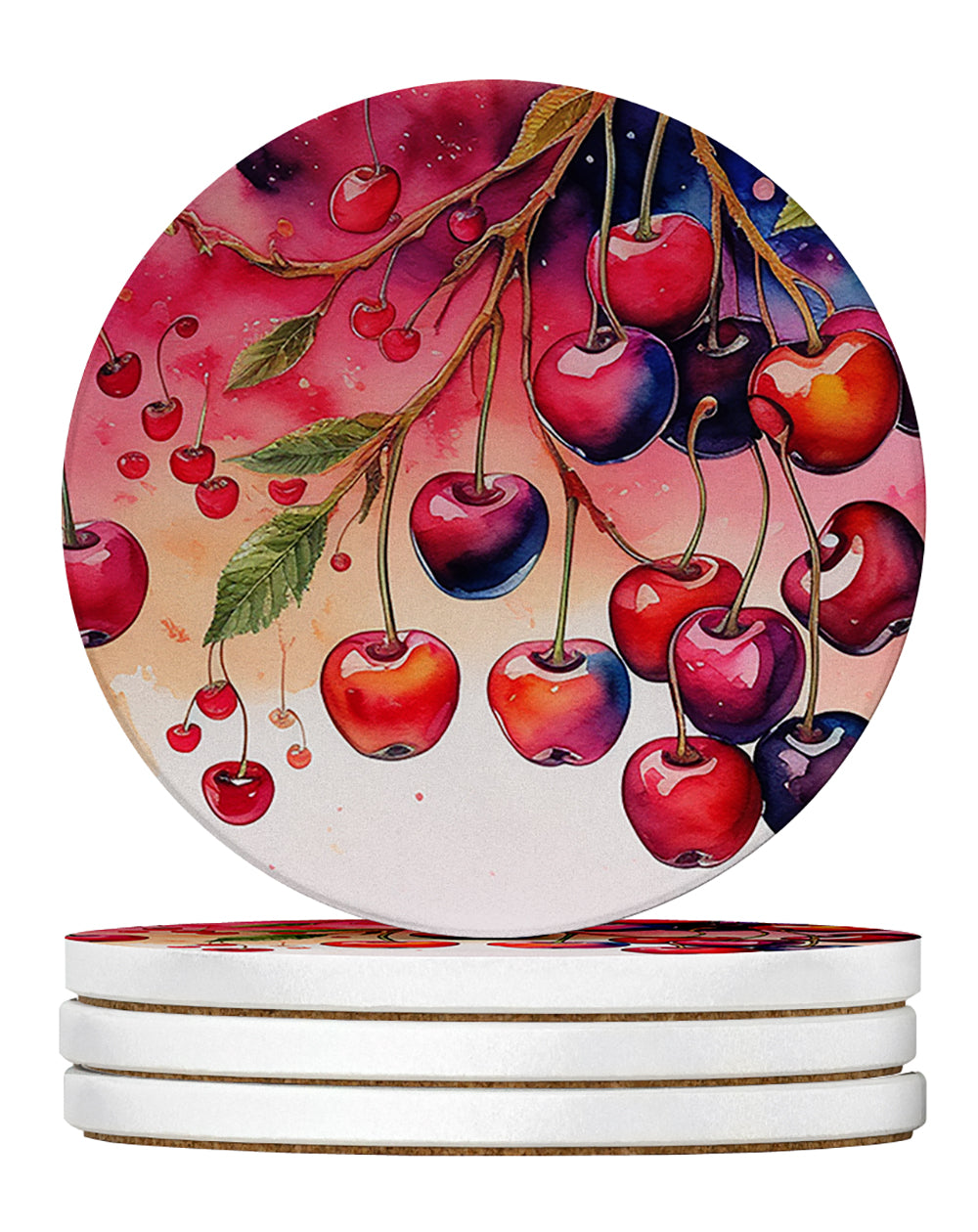 Buy this Colorful Cherries Large Sandstone Coasters Pack of 4