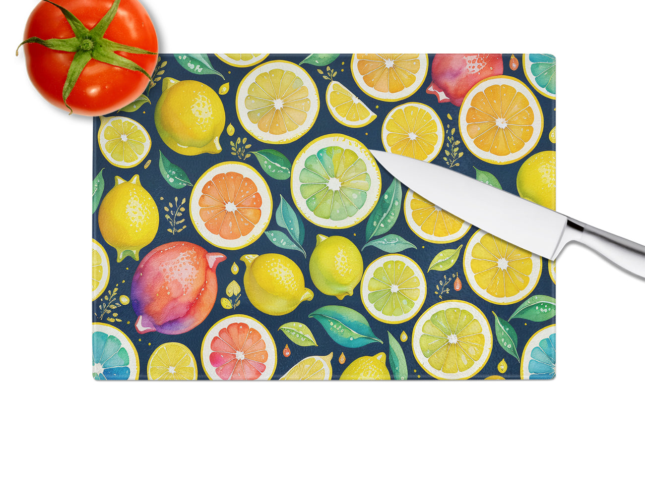 Colorful Lemons Glass Cutting Board