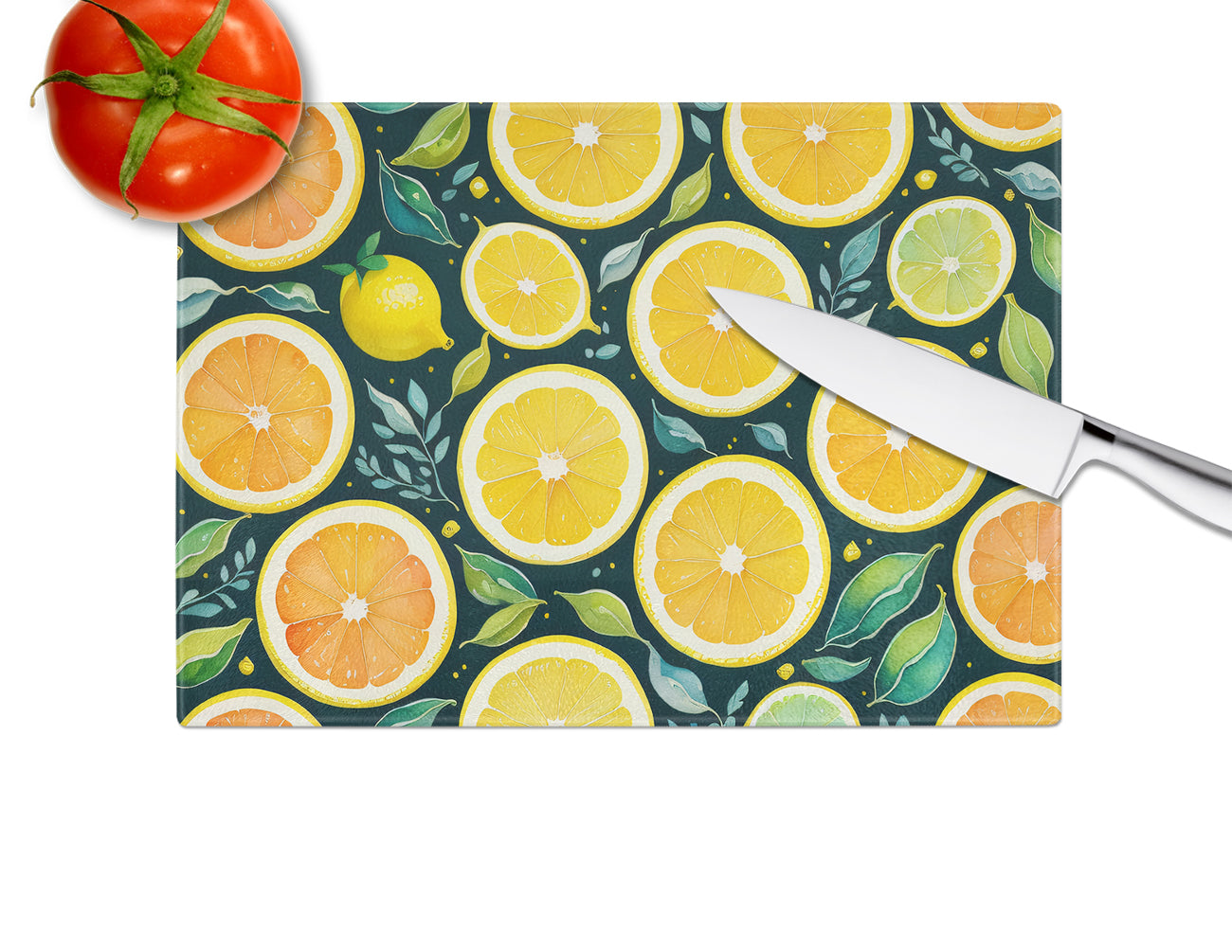 Colorful Lemons Glass Cutting Board