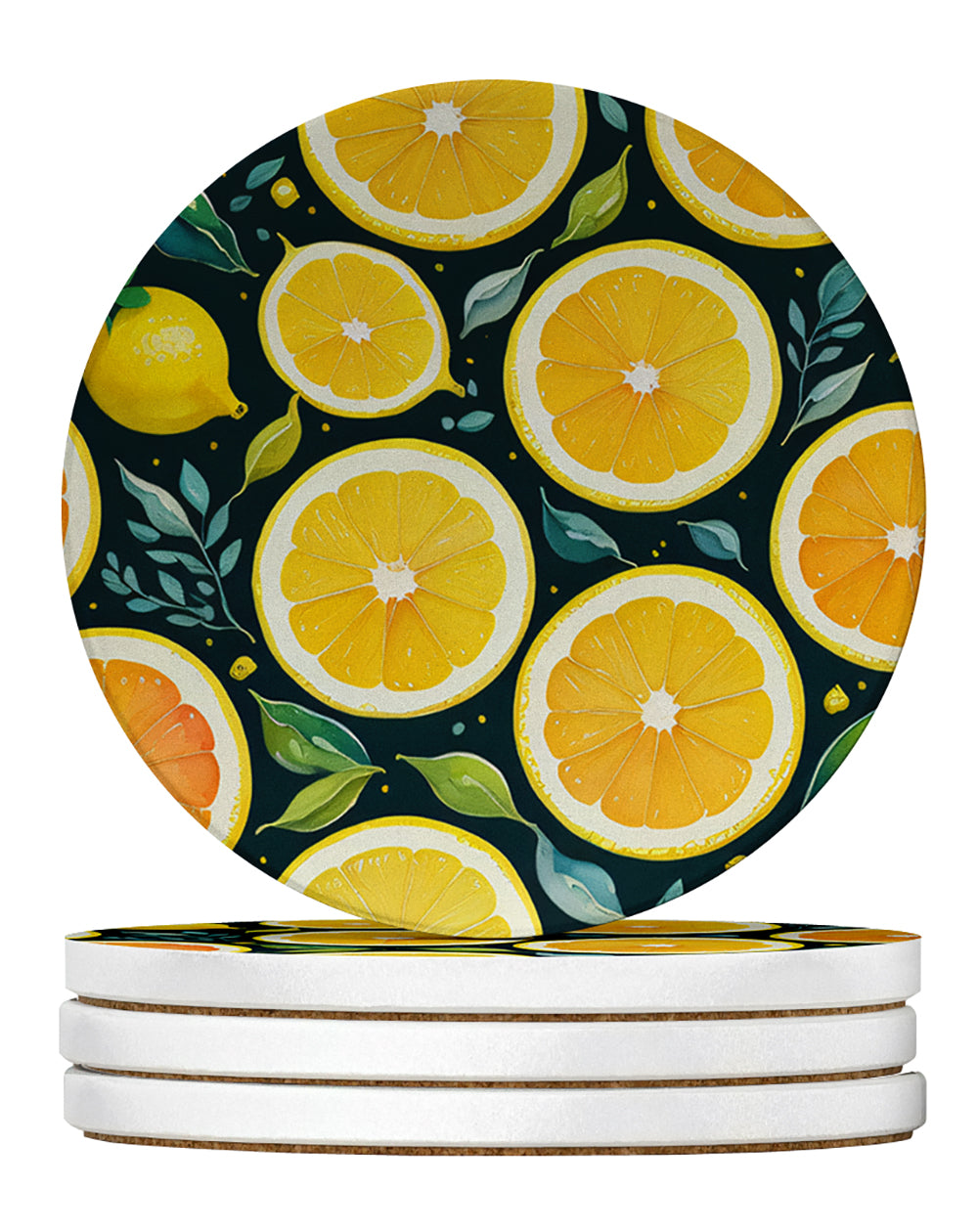 Buy this Colorful Lemons Large Sandstone Coasters Pack of 4