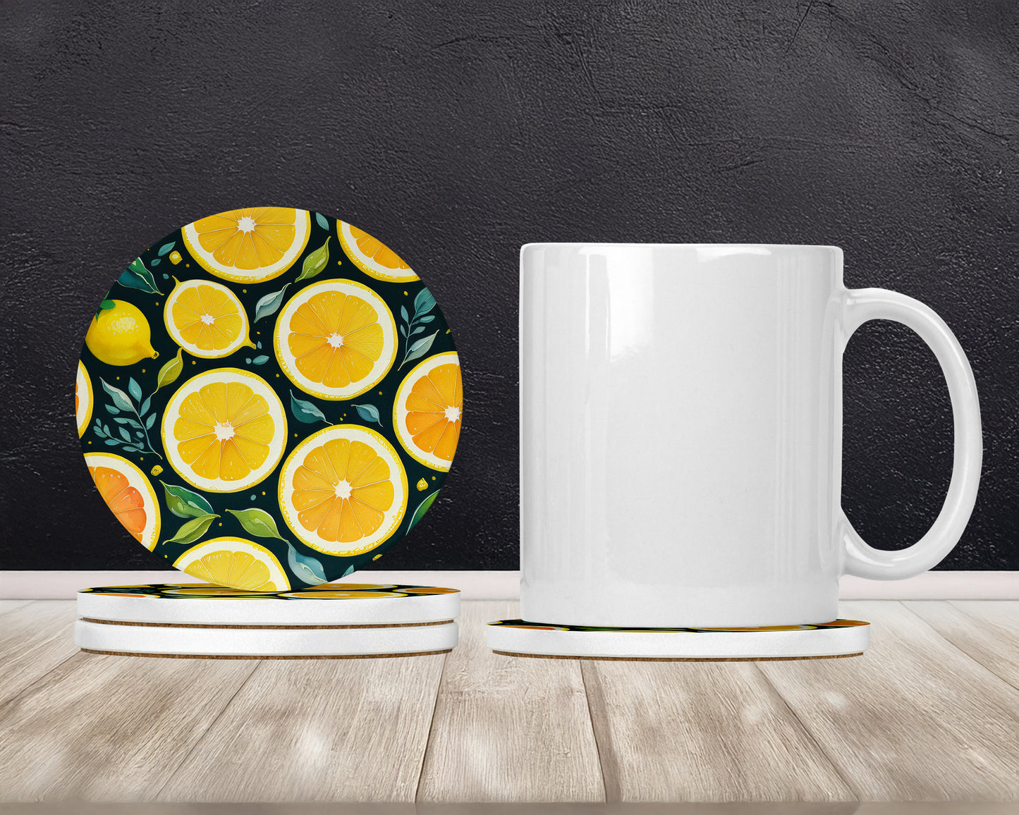 Colorful Lemons Large Sandstone Coasters Pack of 4