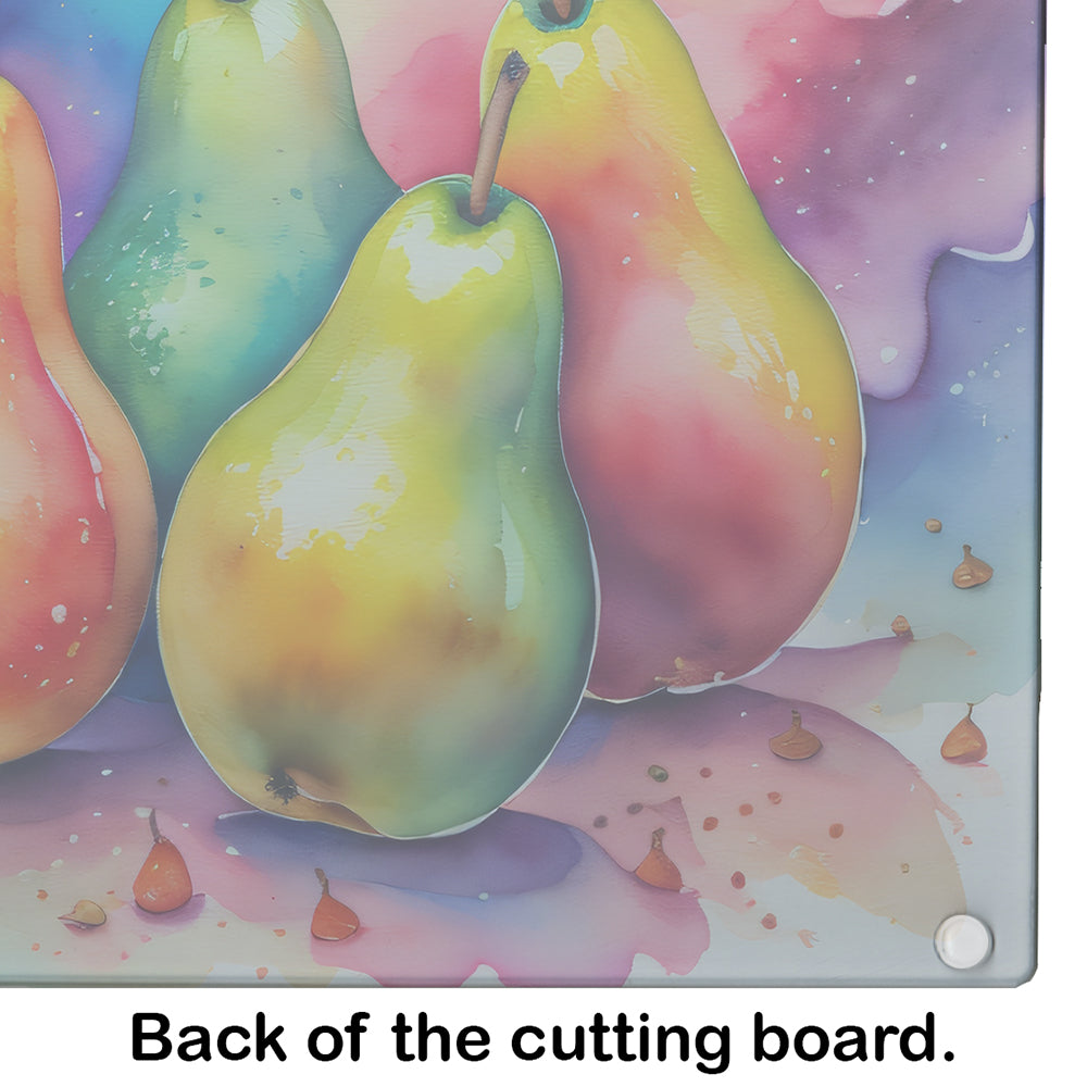 Colorful Pears Glass Cutting Board