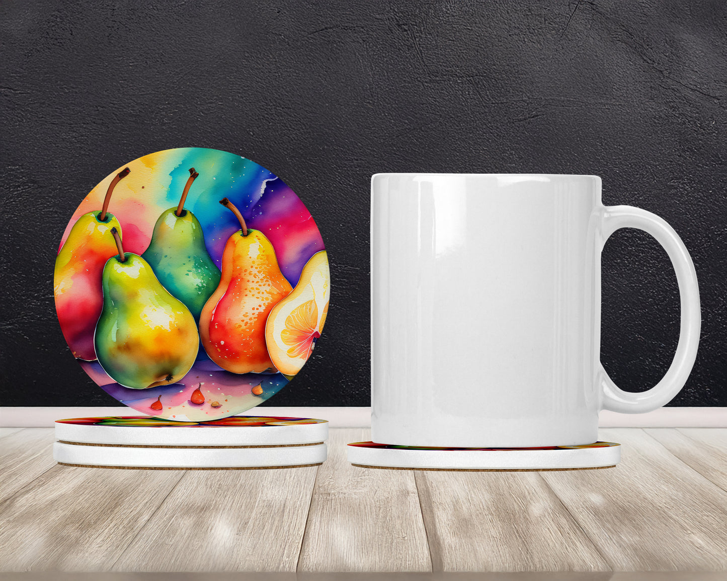 Colorful Pears Large Sandstone Coasters Pack of 4