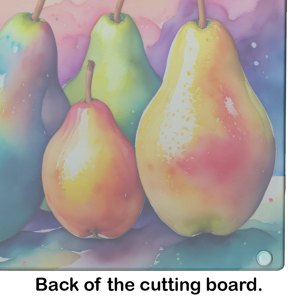 Colorful Pears Glass Cutting Board