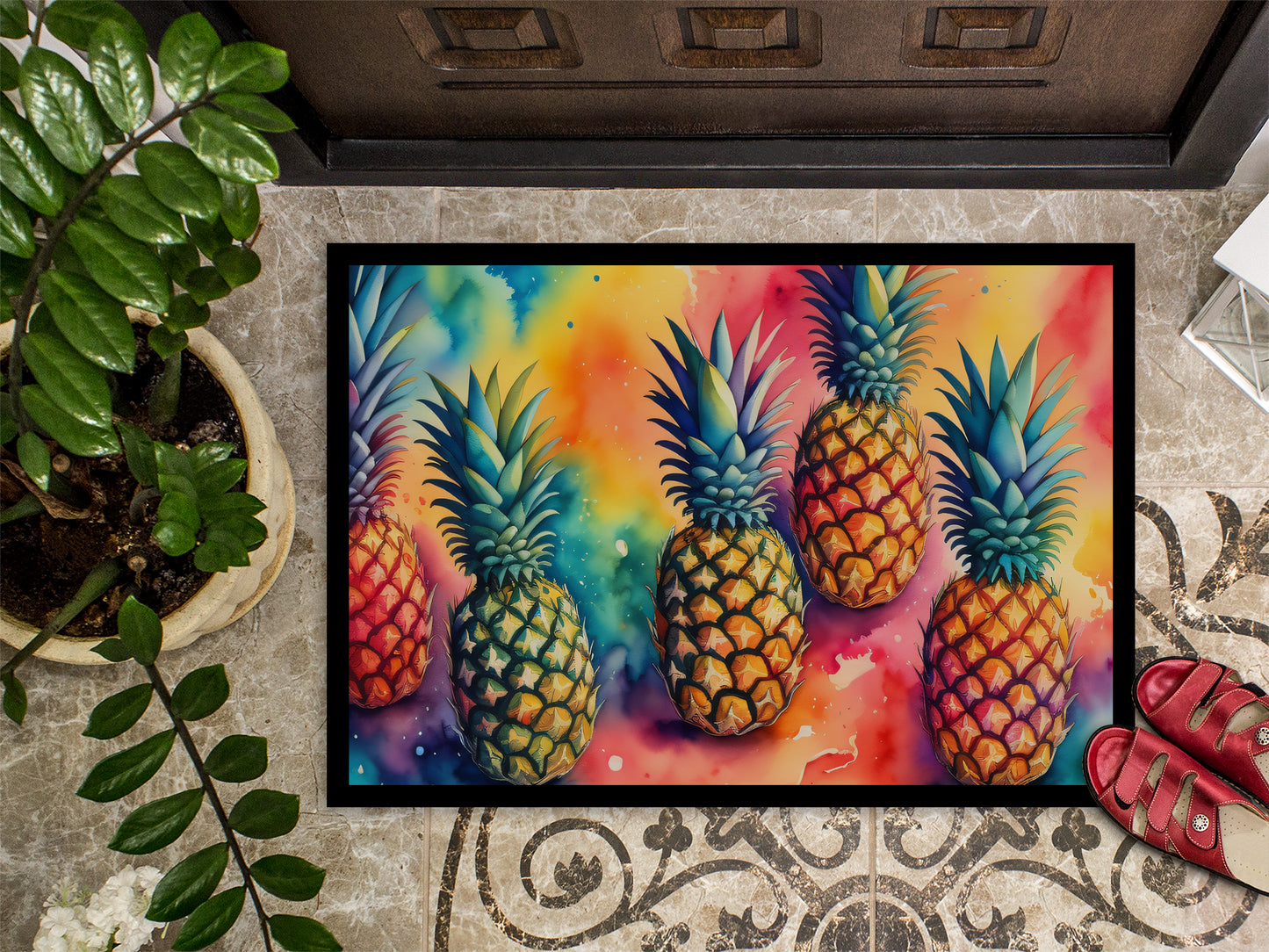 Colorful Pineapples Doormat