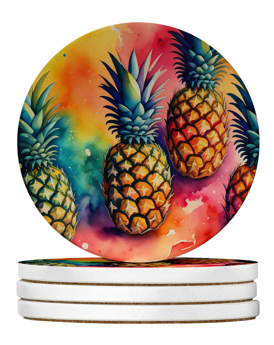 Buy this Colorful Pineapples Large Sandstone Coasters Pack of 4