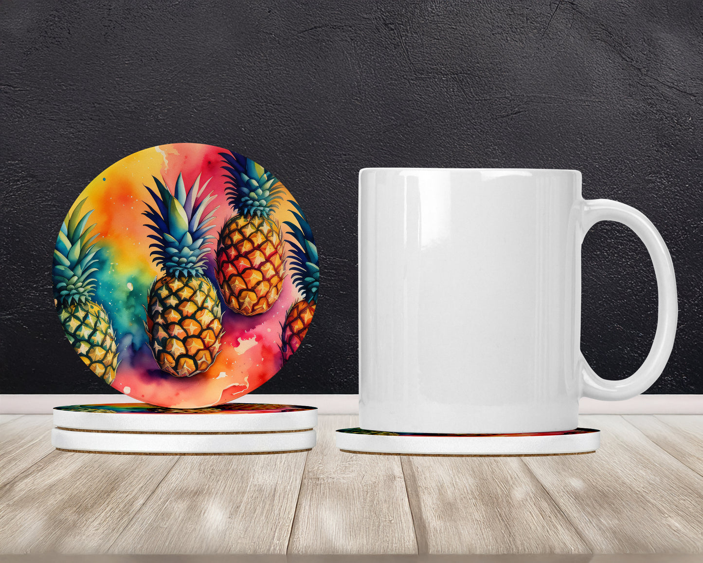 Colorful Pineapples Large Sandstone Coasters Pack of 4