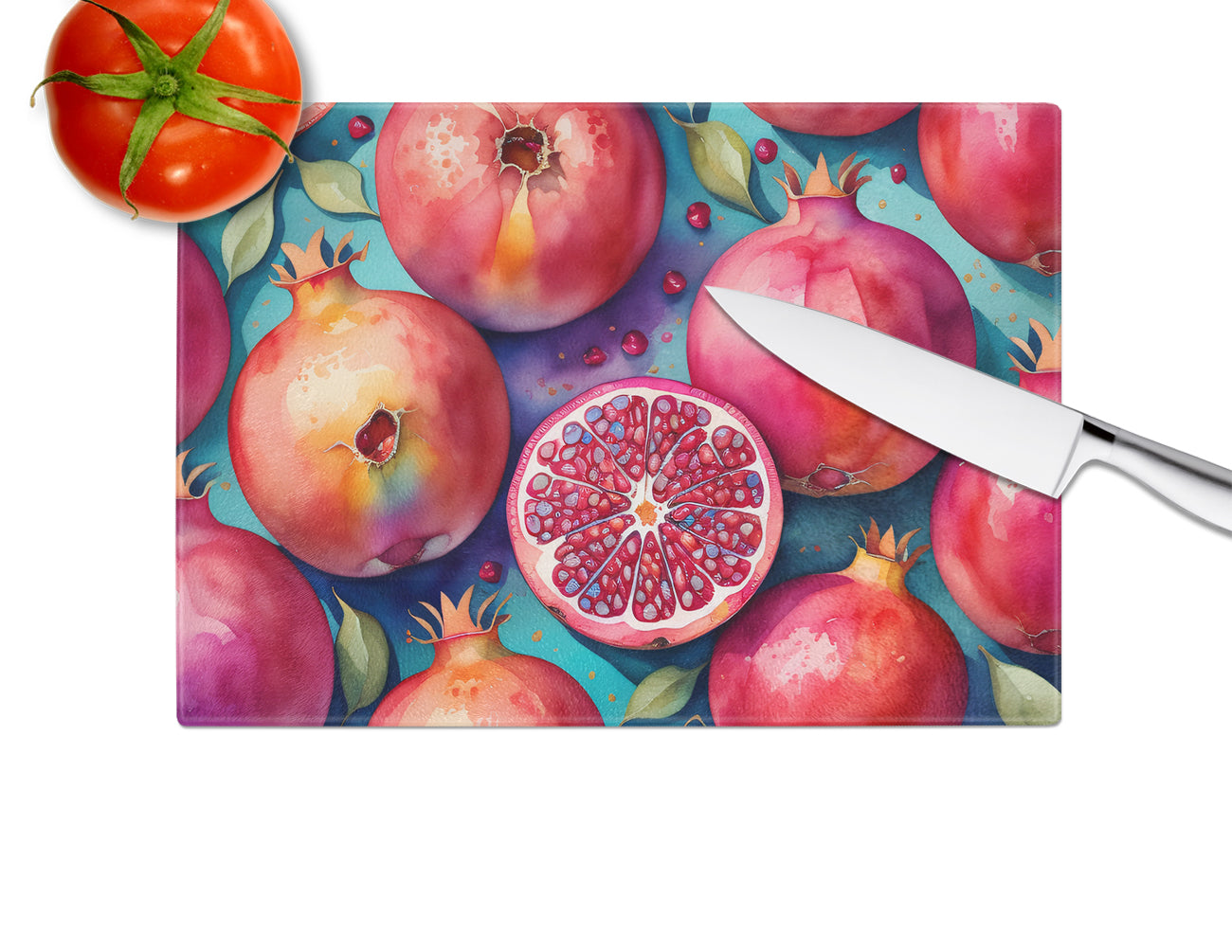 Colorful Pomegranates Glass Cutting Board