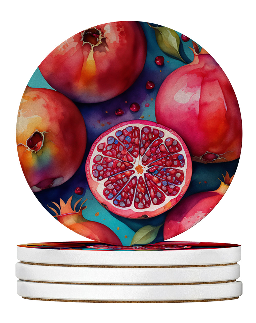 Buy this Colorful Pomegranates Large Sandstone Coasters Pack of 4