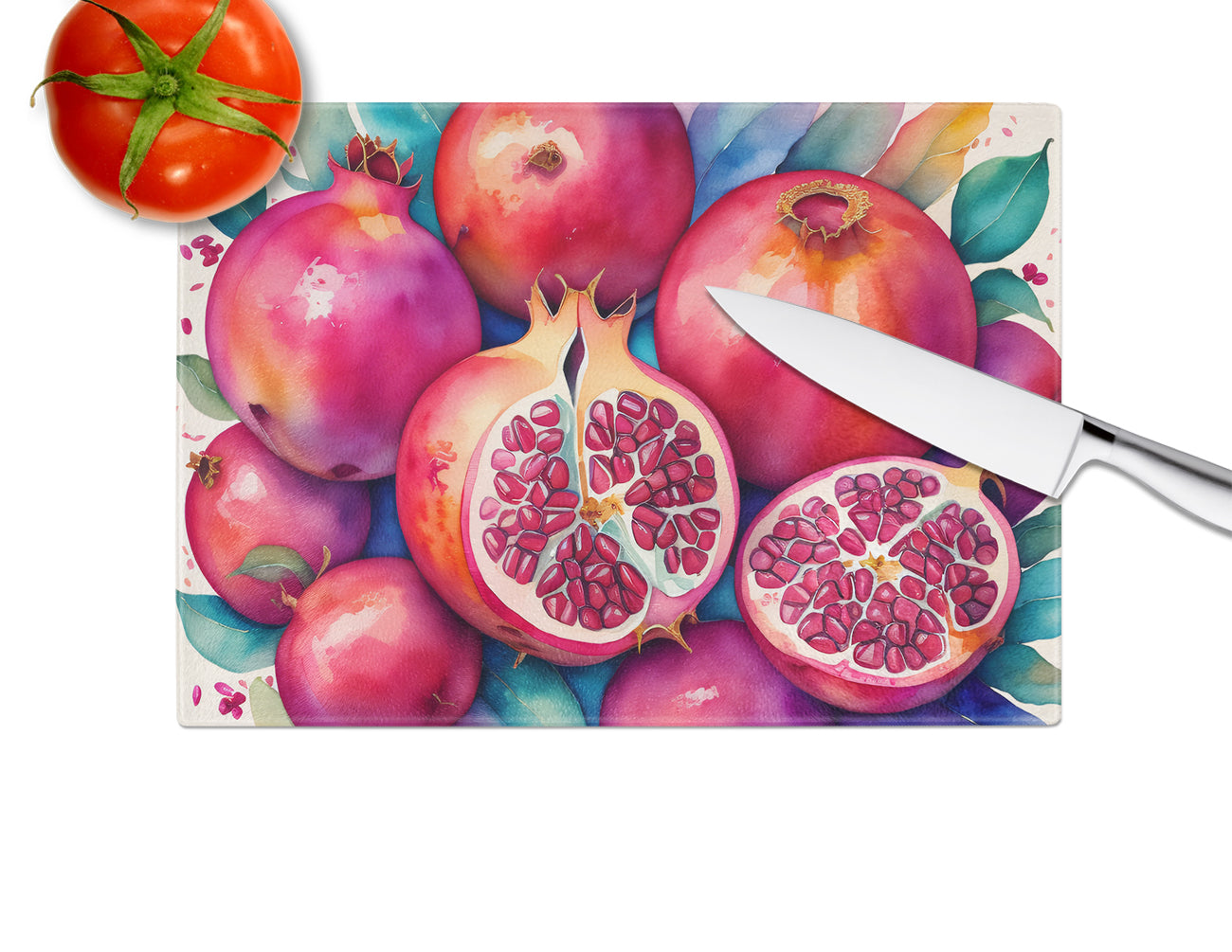 Colorful Pomegranates Glass Cutting Board