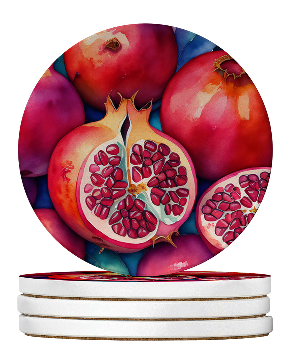Buy this Colorful Pomegranates Large Sandstone Coasters Pack of 4