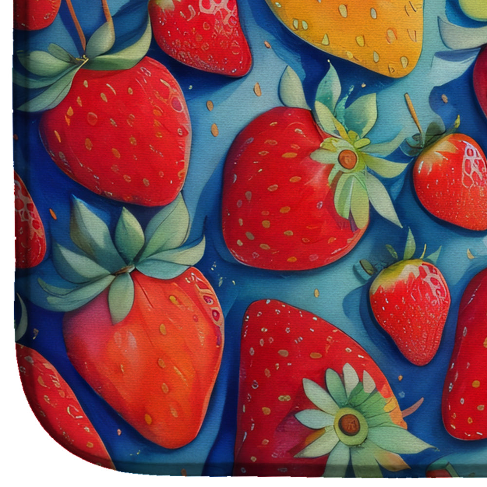 Colorful Strawberries Dish Drying Mat