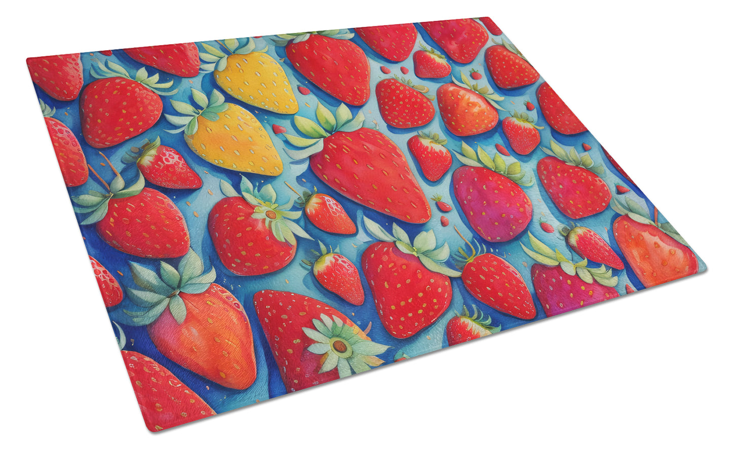 Buy this Colorful Strawberries Glass Cutting Board