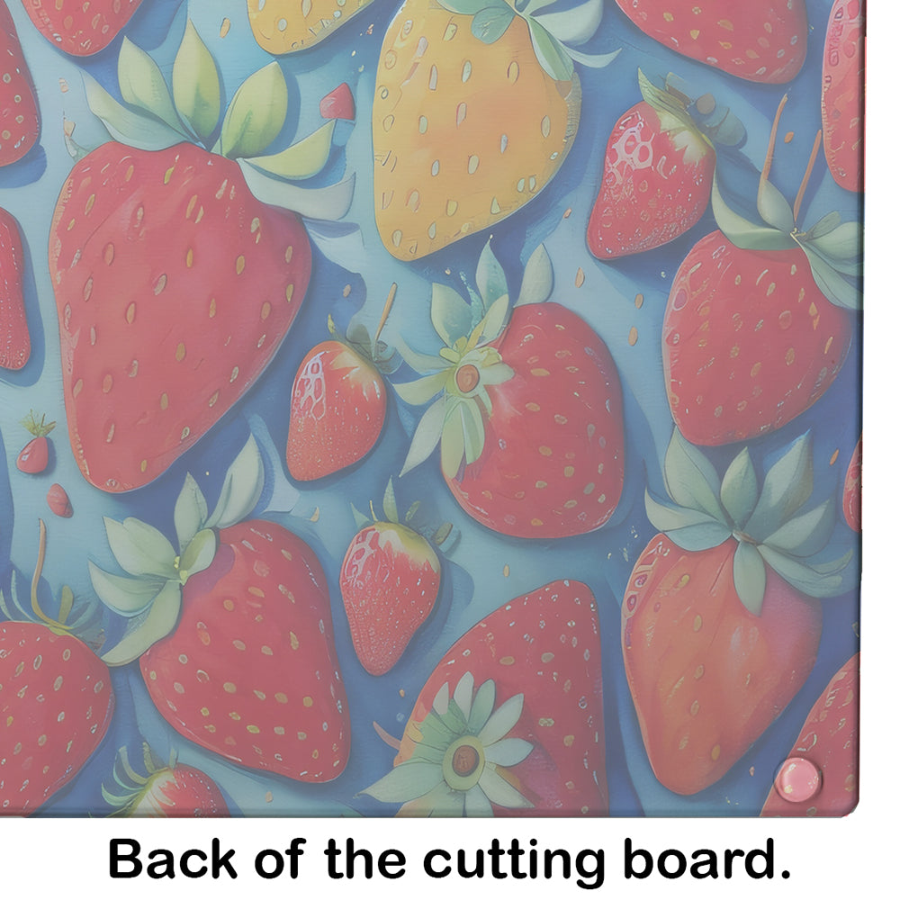 Colorful Strawberries Glass Cutting Board