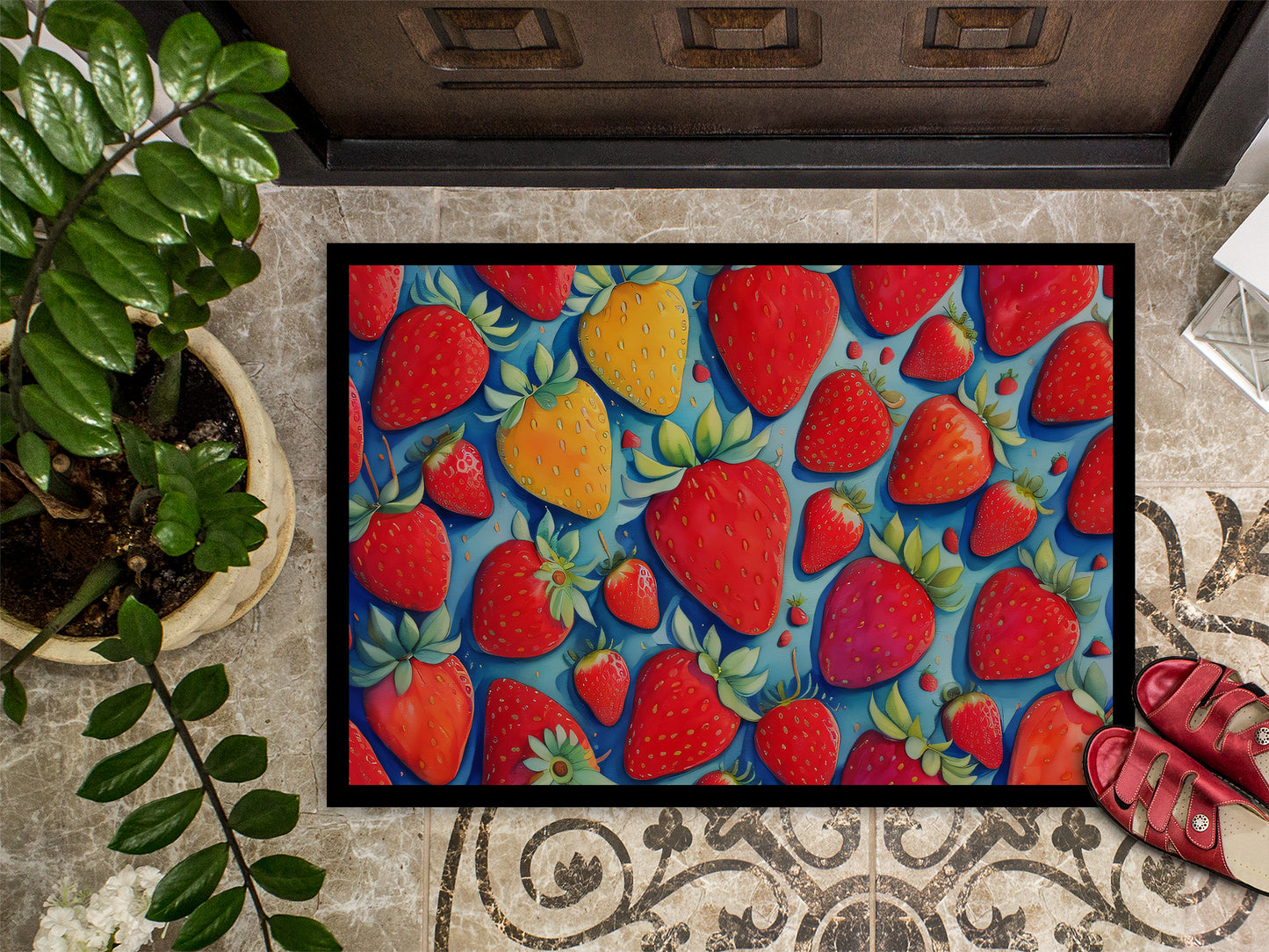 Colorful Strawberries Doormat