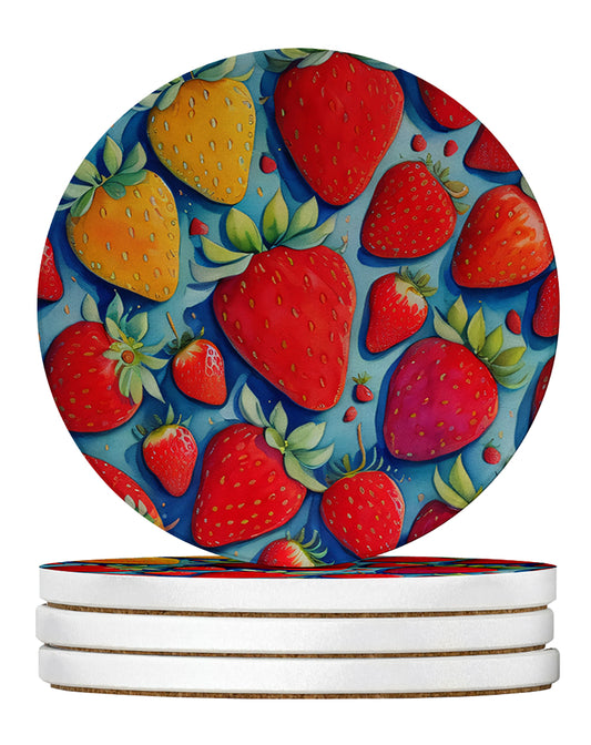 Buy this Colorful Strawberries Large Sandstone Coasters Pack of 4