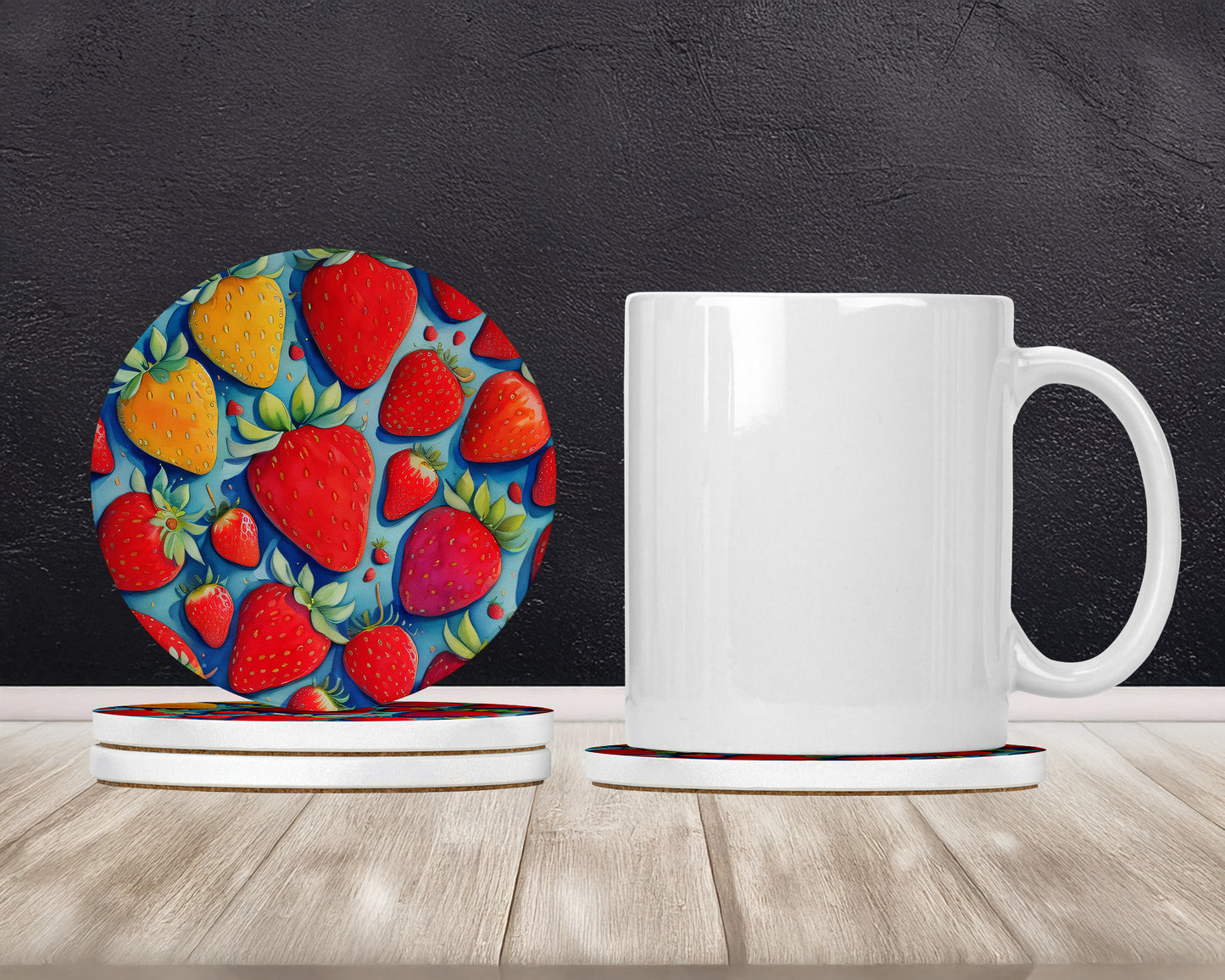Colorful Strawberries Large Sandstone Coasters Pack of 4