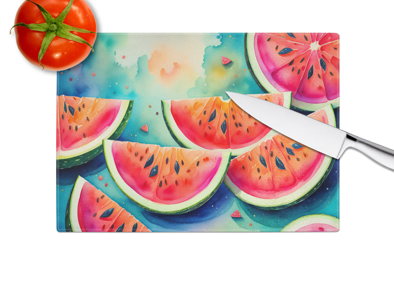 Colorful Watermelons Glass Cutting Board