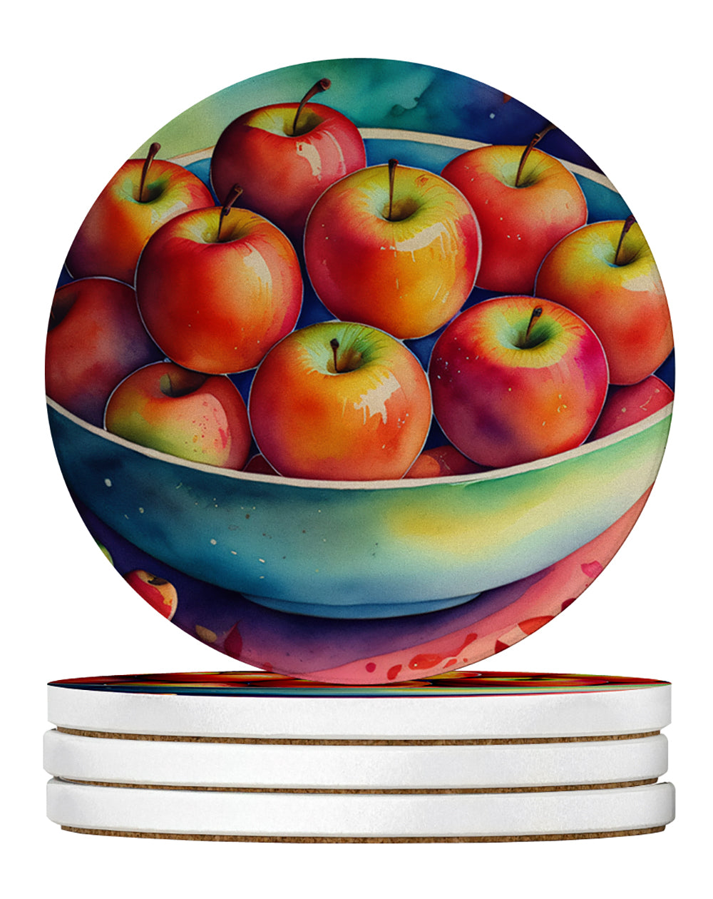 Buy this Colorful Apples Large Sandstone Coasters Pack of 4