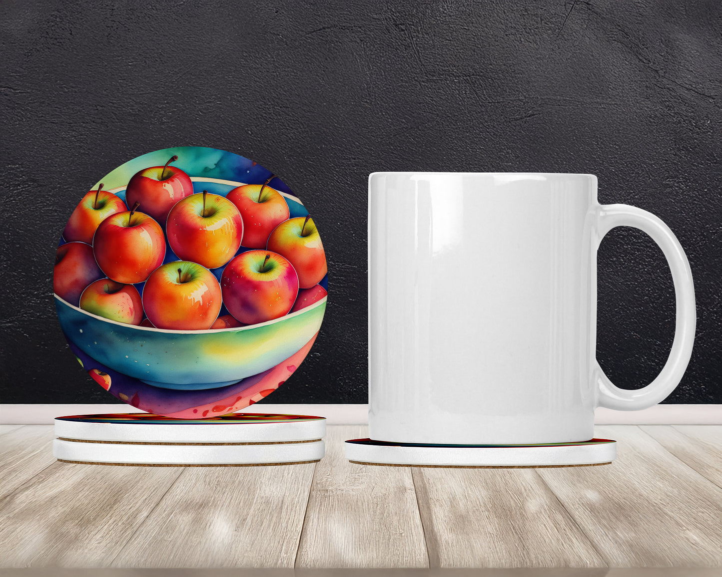 Colorful Apples Large Sandstone Coasters Pack of 4