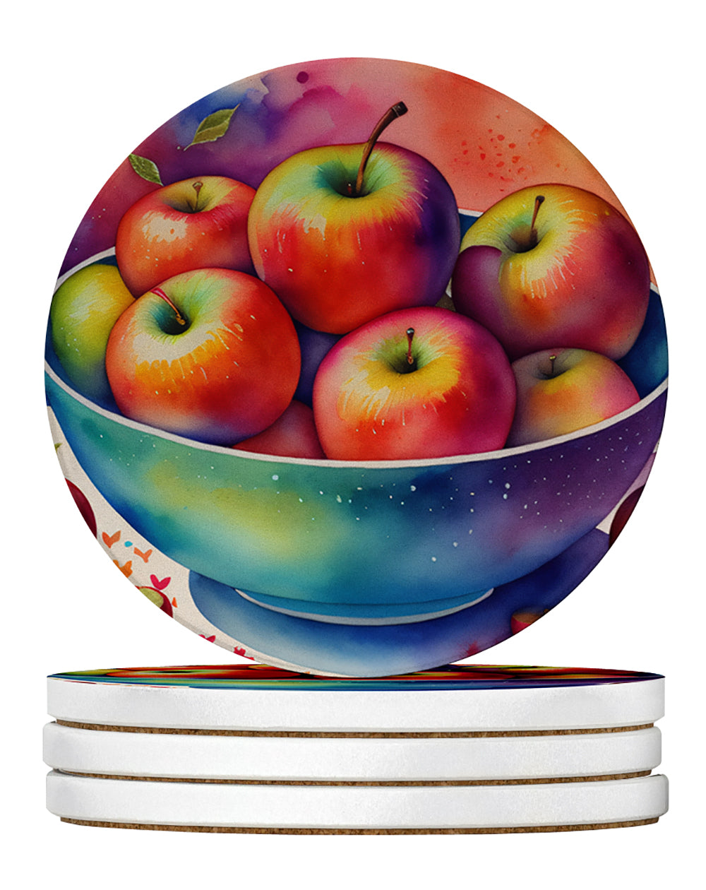 Buy this Colorful Apples Large Sandstone Coasters Pack of 4
