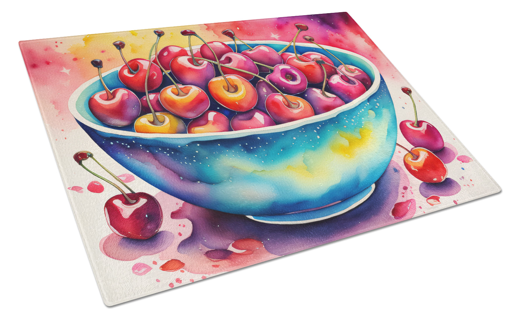 Buy this Colorful Cherries Glass Cutting Board