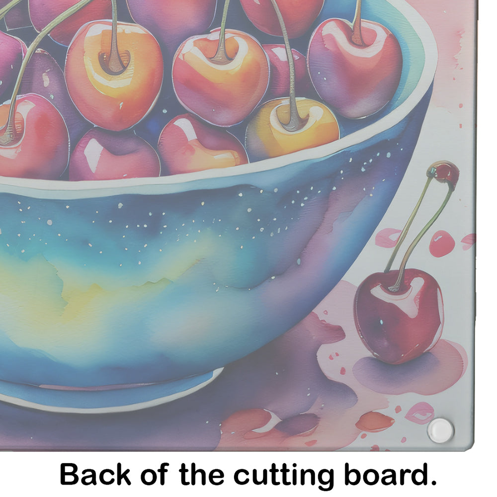 Colorful Cherries Glass Cutting Board