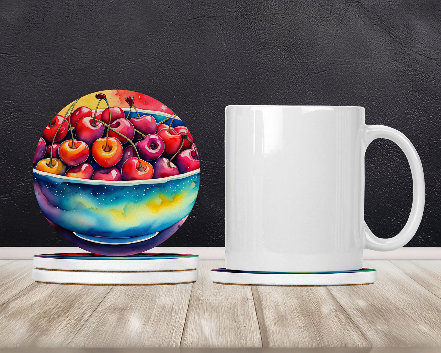 Colorful Cherries Large Sandstone Coasters Pack of 4